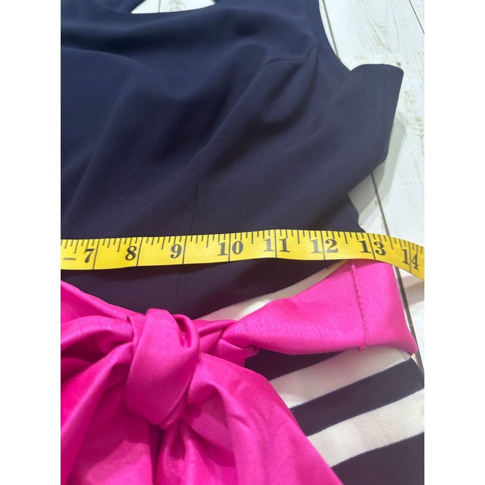 Eliza J Women's Fit & Flare Dress with Pink Belt Navy and White, Sz 6 Party - Picture 4 of 9